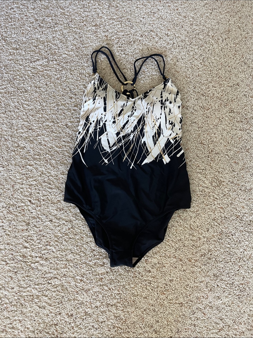 Simon Chang Black and White One-Piece Swimsuit